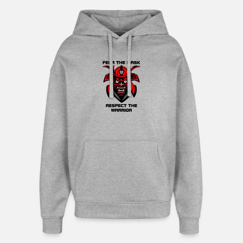 Masque Menpo – Craignez le guerrier - Sweat à capuche unisexe Stanley/Stella Oversized - gris chiné