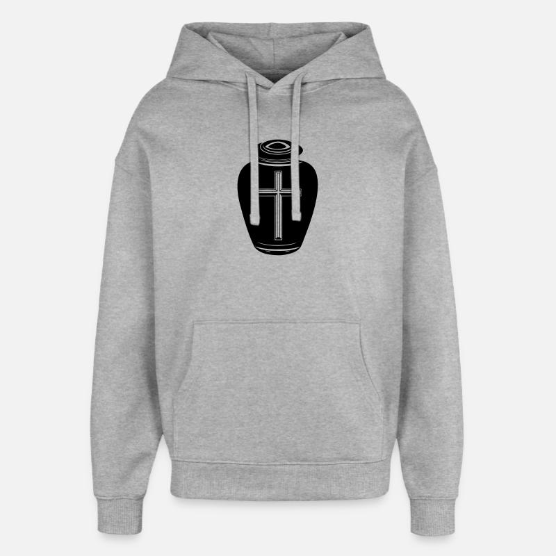 Urne avec croix - Sweat à capuche unisexe Stanley/Stella Oversized - gris chiné