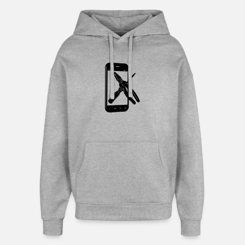 Smartphone with tools - Oversized Unisex Hoodie by Stanley/Stella - heather grey