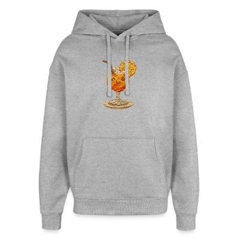 Paper Drink: Orange Face - Oversized Unisex Hoodie by Stanley/Stella - heather grey - Front - AI Model Female 172 light (172cm) & AI Model Male 185 light (185cm)