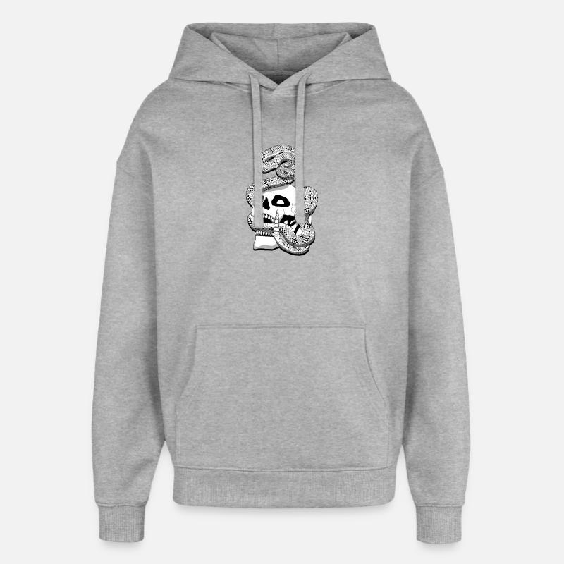 Serpent à sonnette et crâne - Sweat à capuche unisexe Stanley/Stella Oversized - gris chiné