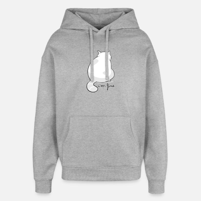 Vue arrière Silhouette de chat moelleux - Sweat à capuche unisexe Stanley/Stella Oversized - gris chiné