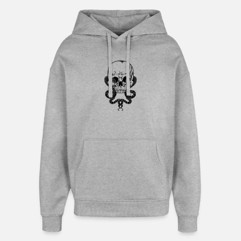 Crâne avec deux serpents - Sweat à capuche unisexe Stanley/Stella Oversized - gris chiné