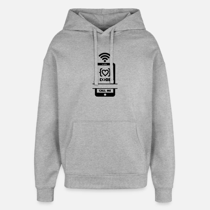 Codist Call me phone code heart - Oversized Unisex Hoodie by Stanley/Stella - heather grey