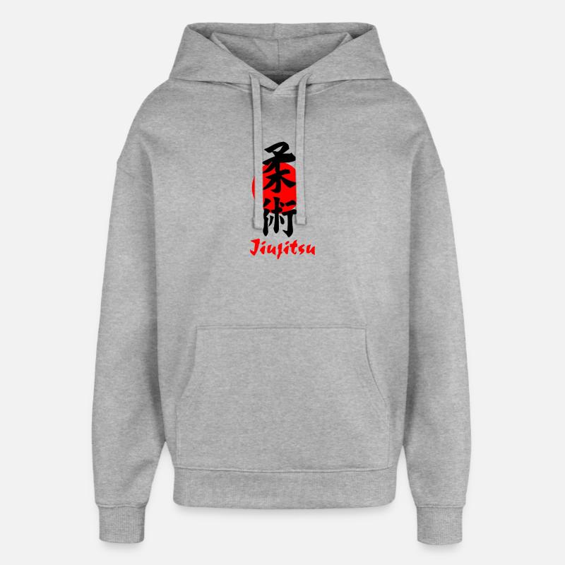 Jiujitsu Logo oder Emblem Kanji schwarz - Oversized Unisex Hoodie von Stanley/Stella - Grau meliert