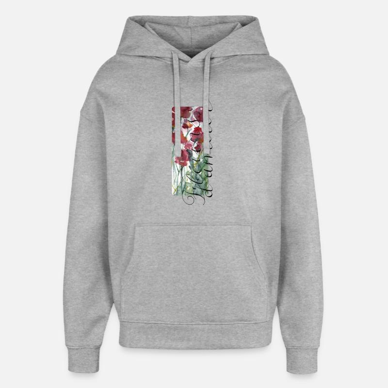 Saint-Valentin / Amour / Fleurs / Fleurs_d_amour - Sweat à capuche unisexe Stanley/Stella Oversized - gris chiné