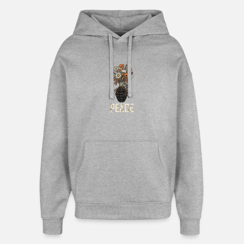 Grenade des Fleurs de la Paix - Sweat à capuche unisexe Stanley/Stella Oversized - gris chiné