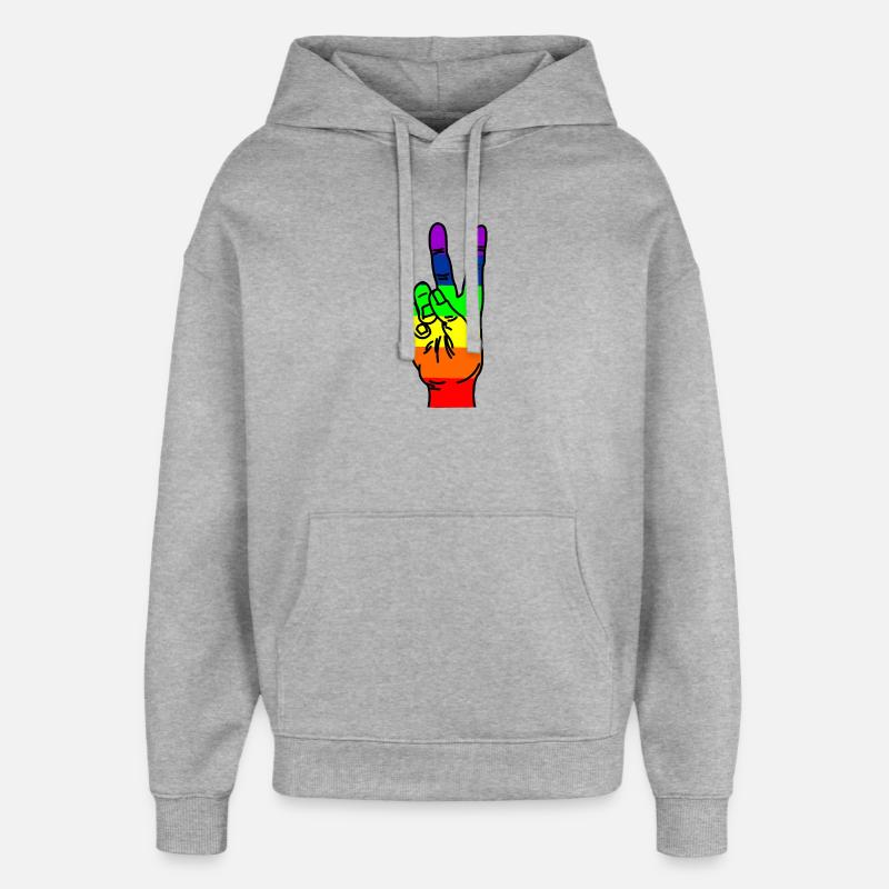 Paix de la main arc-en-ciel - Sweat à capuche unisexe Stanley/Stella Oversized - gris chiné