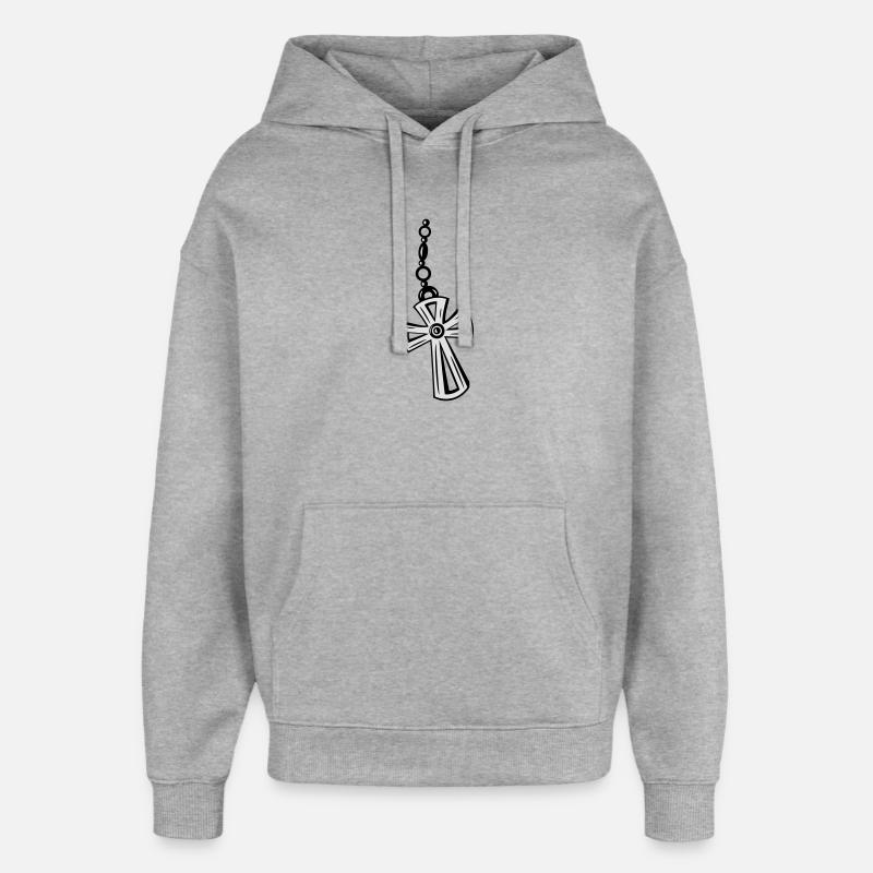 Croix, crucifix avec pierre précieuse. - Sweat à capuche unisexe Stanley/Stella Oversized - gris chiné