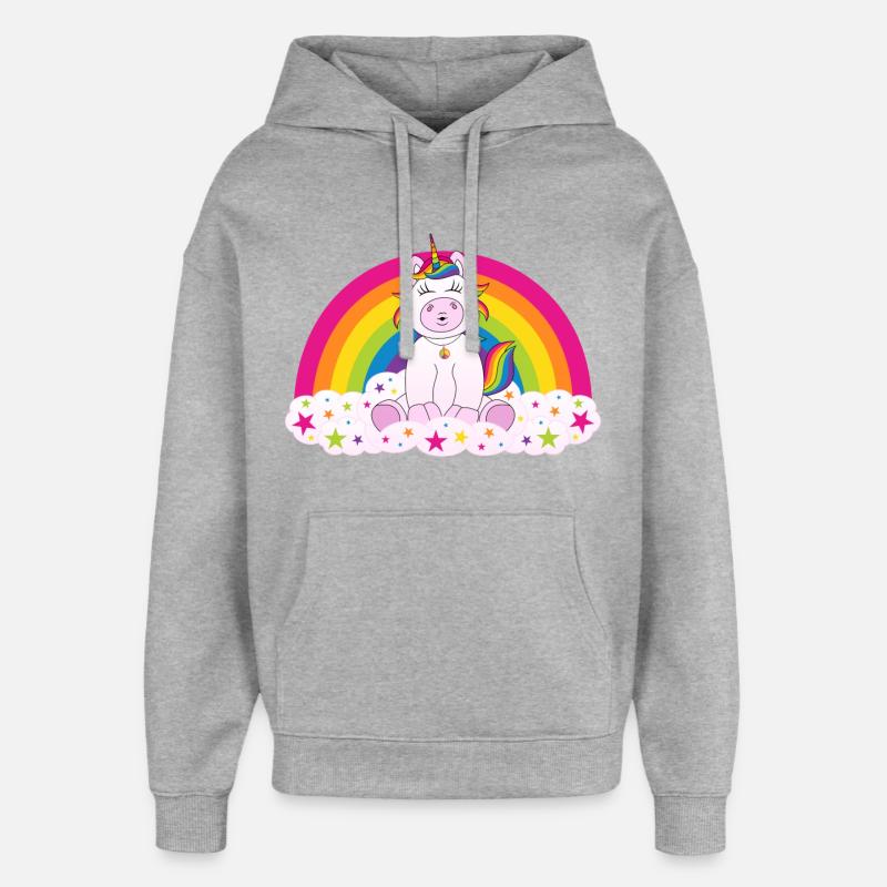 Arc-en-ciel licorne - Sweat à capuche unisexe Stanley/Stella Oversized - gris chiné