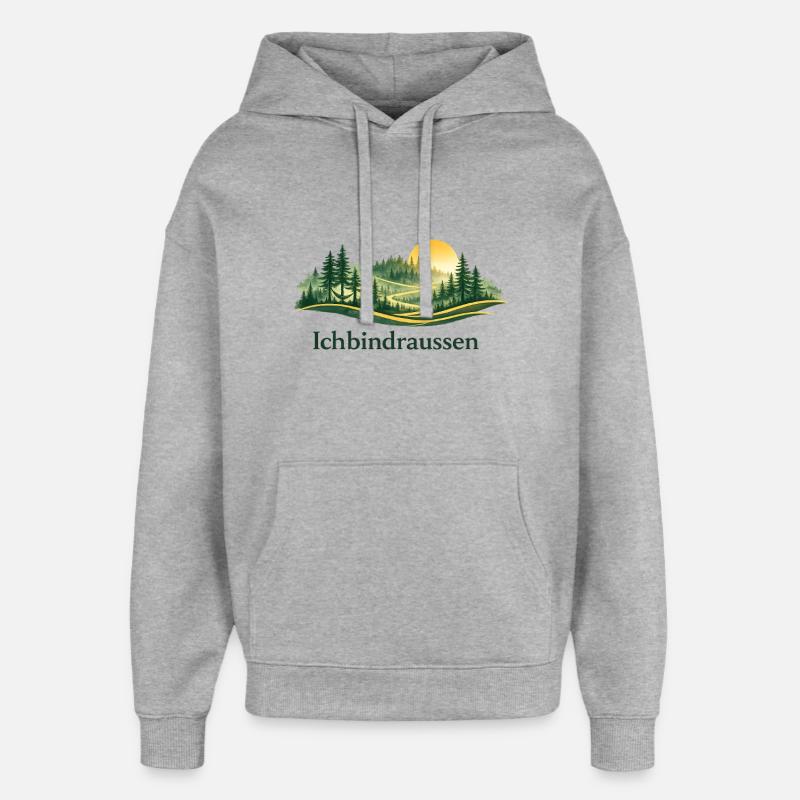 Ich bin draussen - Oversized Unisex Hoodie von Stanley/Stella - Grau meliert