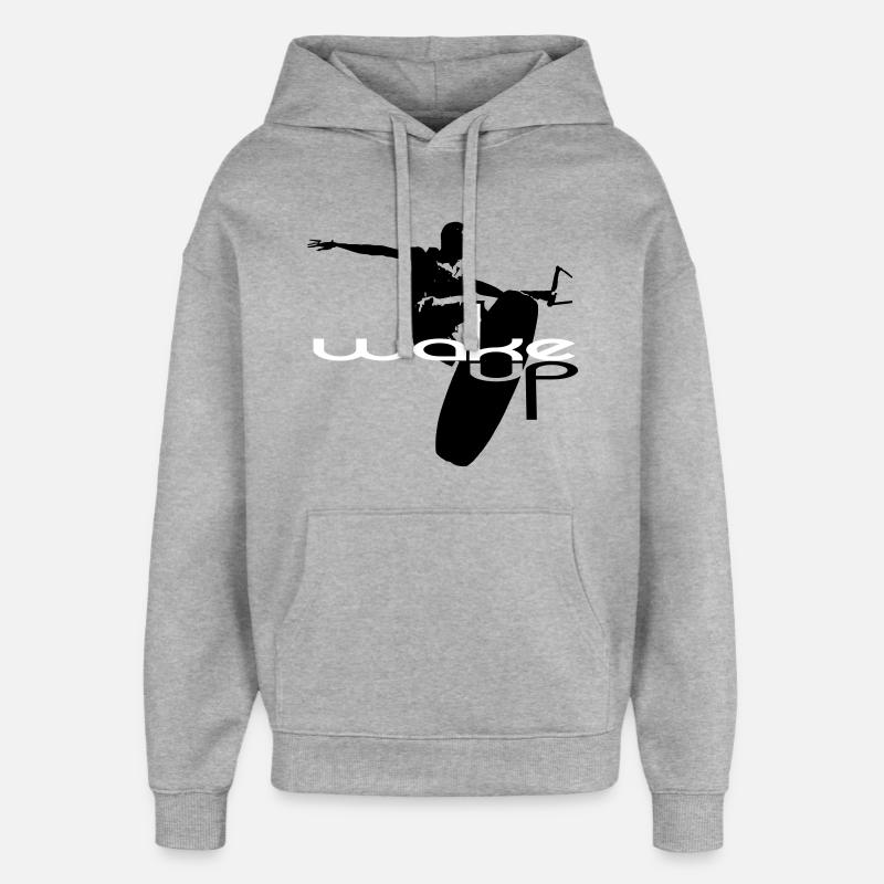 Wakeboard wake up wakeboard - Sweat à capuche unisexe Stanley/Stella Oversized - gris chiné