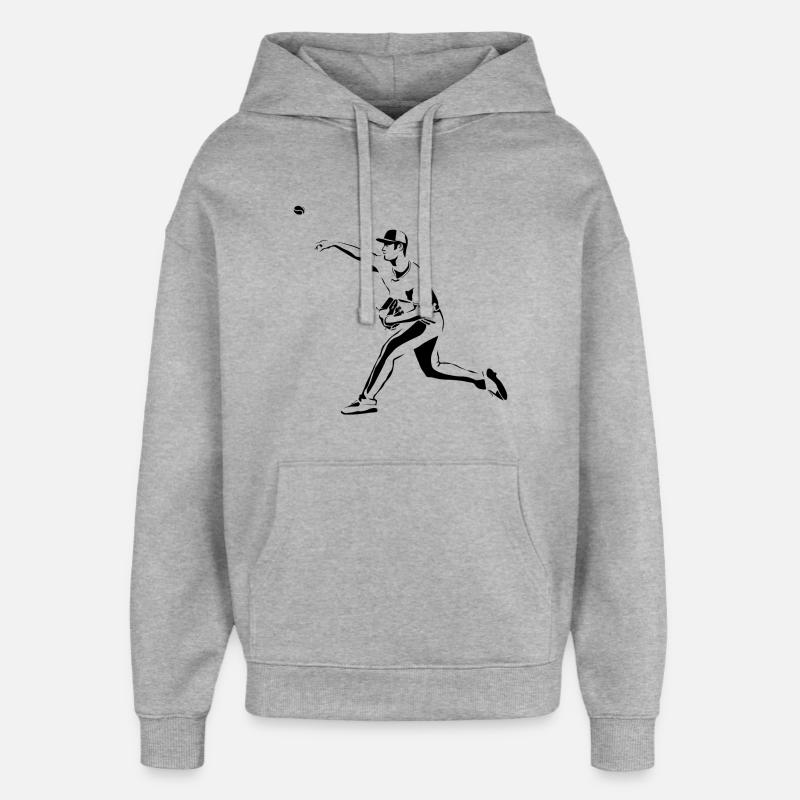 Pitcher baseball - Sweat à capuche unisexe Stanley/Stella Oversized - gris chiné