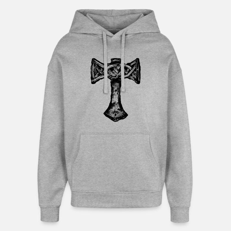 Mjöllnir symbole viking - Sweat à capuche unisexe Stanley/Stella Oversized - gris chiné