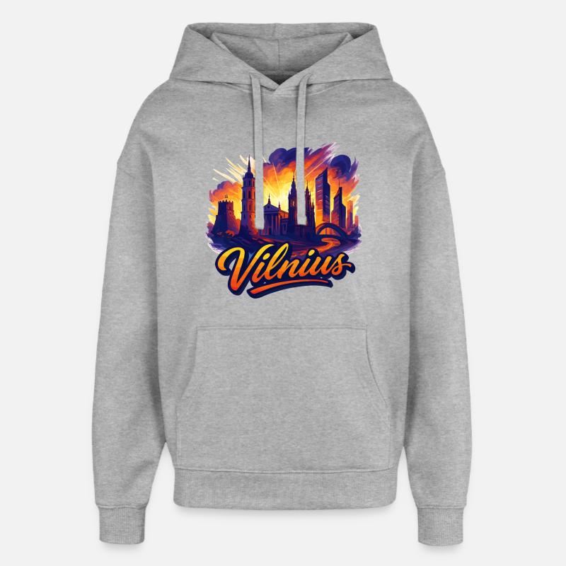 Vilnius Capitale Lituanie Baltique Cadeau - Sweat à capuche unisexe Stanley/Stella Oversized - gris chiné
