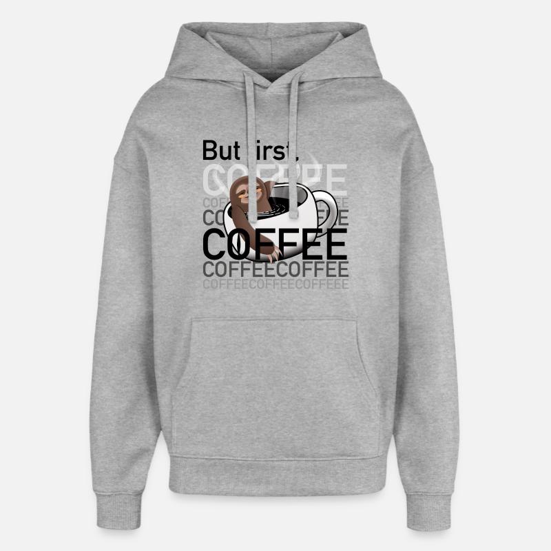 Sloth_in_coffee_cup - Sweat à capuche unisexe Stanley/Stella Oversized - gris chiné