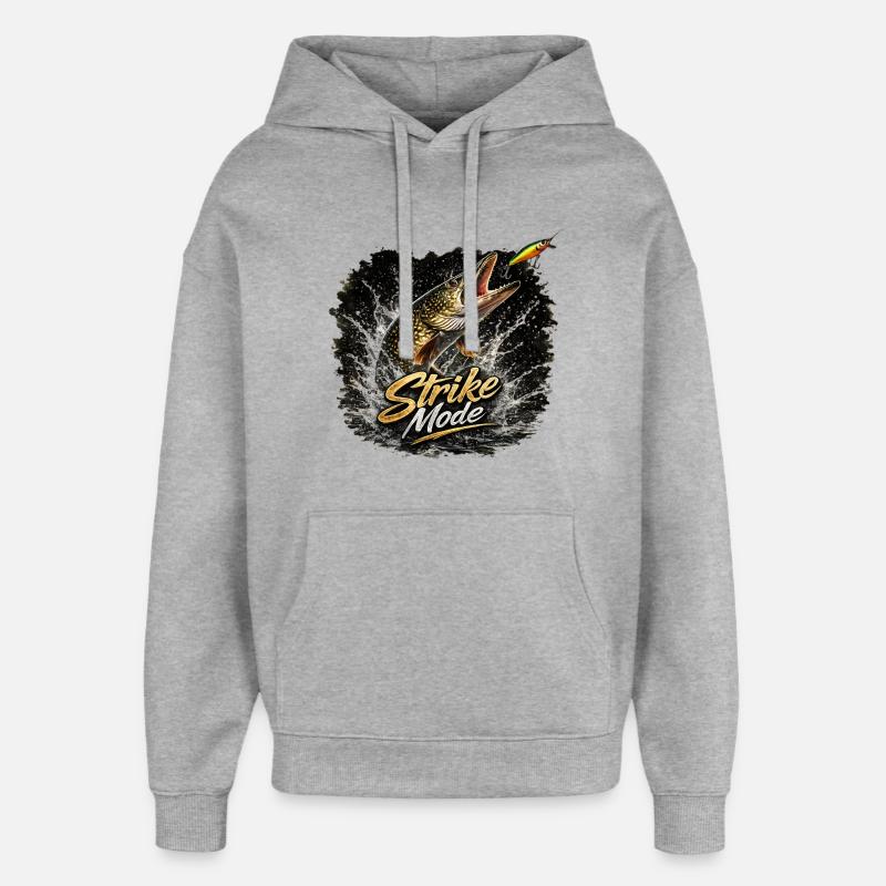 Strike Mode Pike – Predator Angelshirt - Oversized Unisex Hoodie von Stanley/Stella - Grau meliert