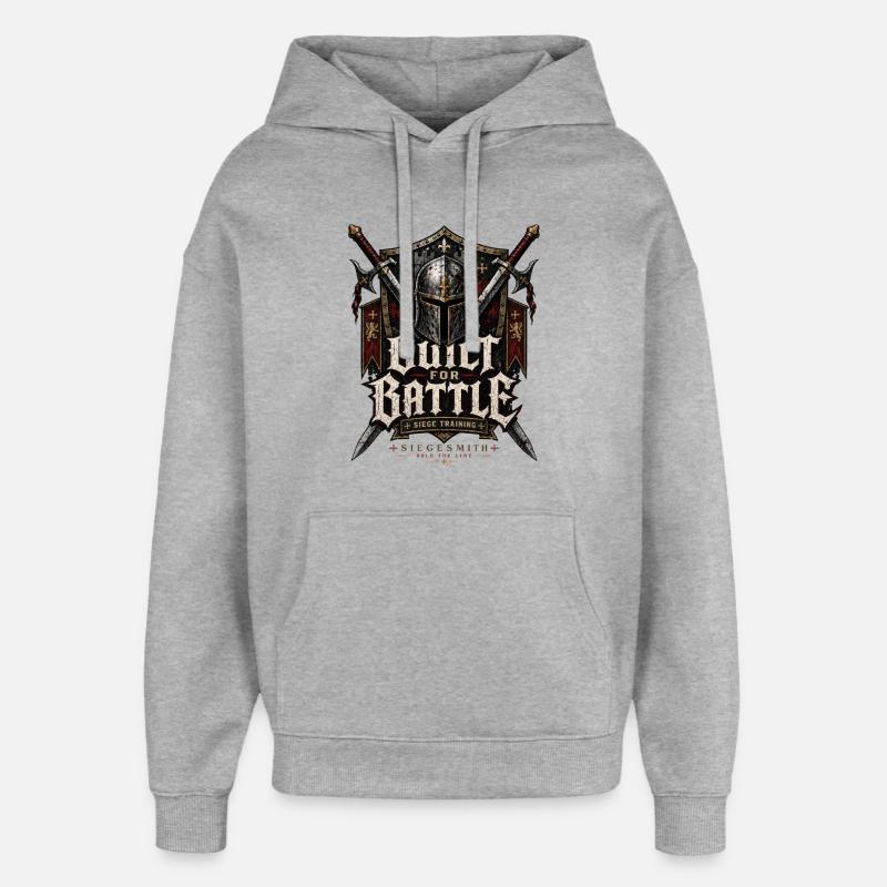 Crusader: Built For battle - Oversized Unisex Hoodie by Stanley/Stella - heather grey