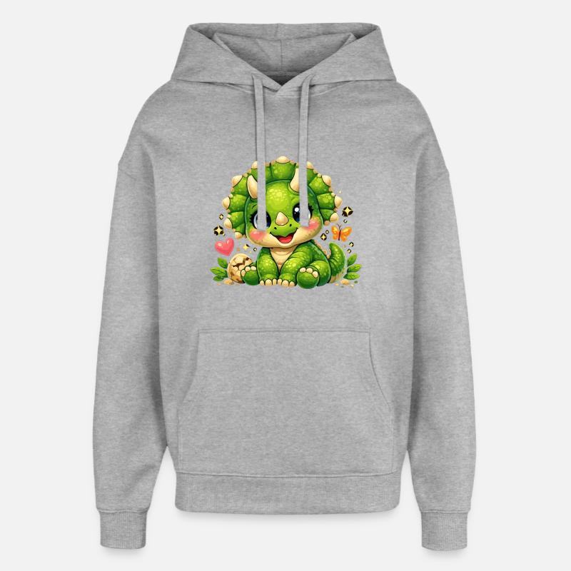 Tricératops mignon – Petit bébé dinosaure - Sweat à capuche unisexe Stanley/Stella Oversized - gris chiné