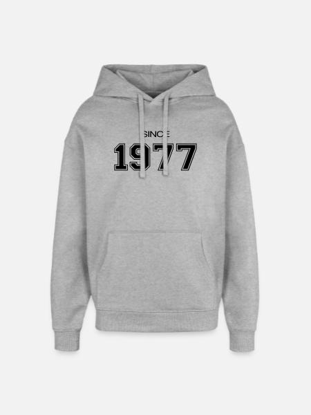 1977 birthday gift - Oversized Unisex Hoodie by Stanley/Stella - heather grey