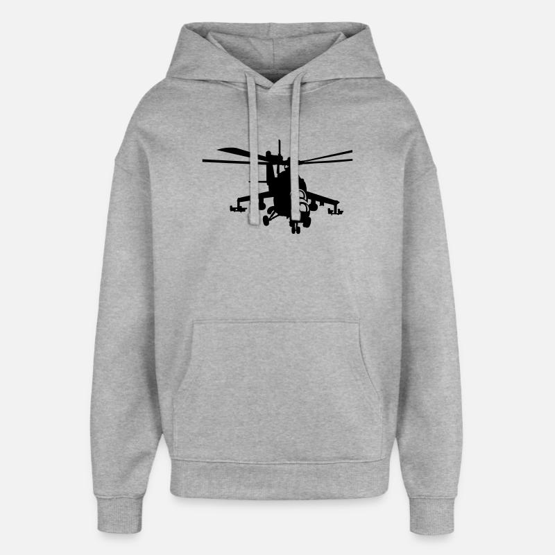 hélicoptère Mi-24 - Sweat à capuche unisexe Stanley/Stella Oversized - gris chiné