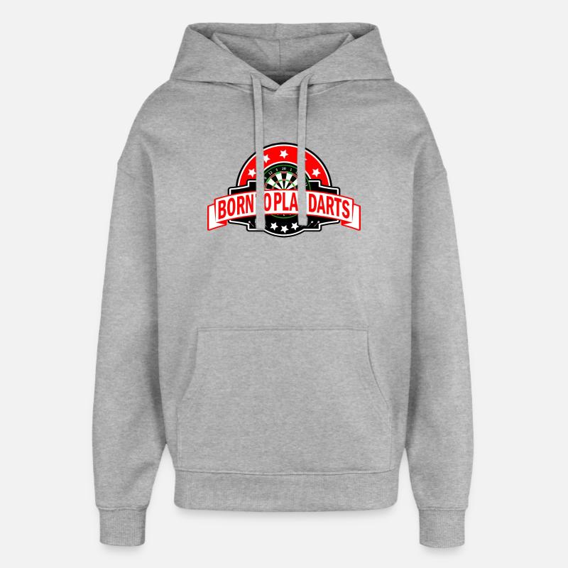 Né à Dart Darts disant drôle - Sweat à capuche unisexe Stanley/Stella Oversized - gris chiné