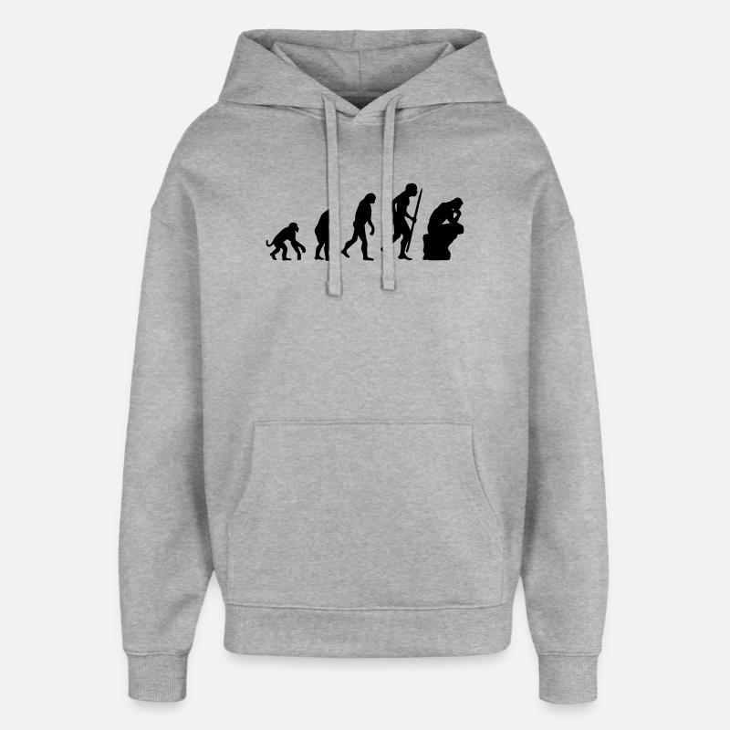 Evolution of the thinker philosophy, philosopher - Oversized Unisex Hoodie by Stanley/Stella - heather grey