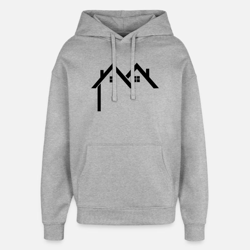 Quartier résidentiel Maisons avec logo - Sweat à capuche unisexe Stanley/Stella Oversized - gris chiné