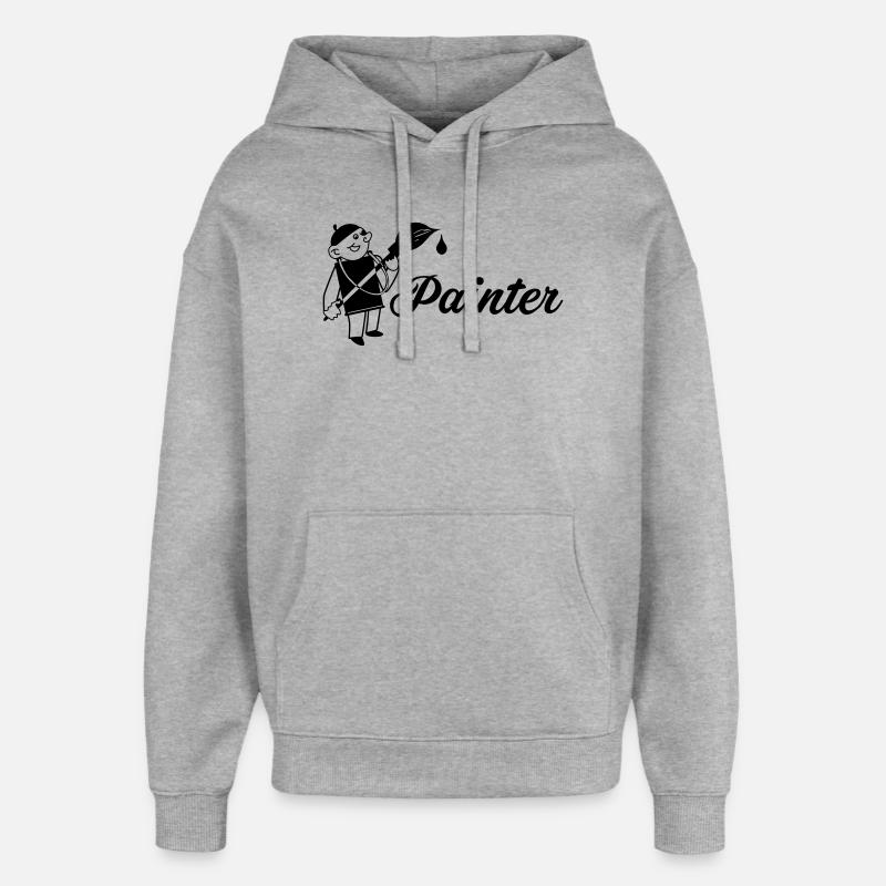 Painter with brush text painter - Oversized Unisex Hoodie by Stanley/Stella - heather grey