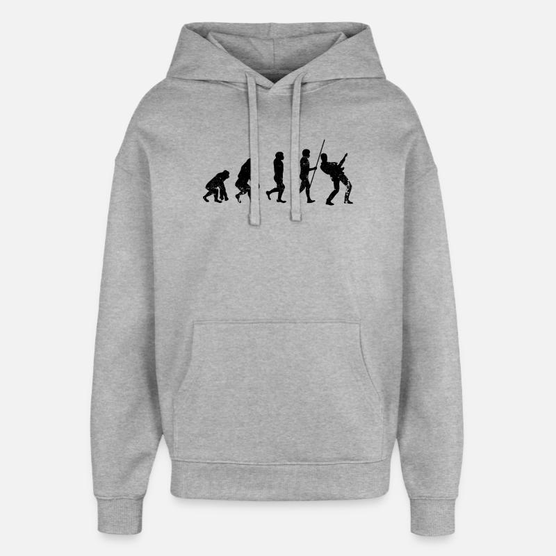 Evolution guitar player - Oversized Unisex Hoodie by Stanley/Stella - heather grey