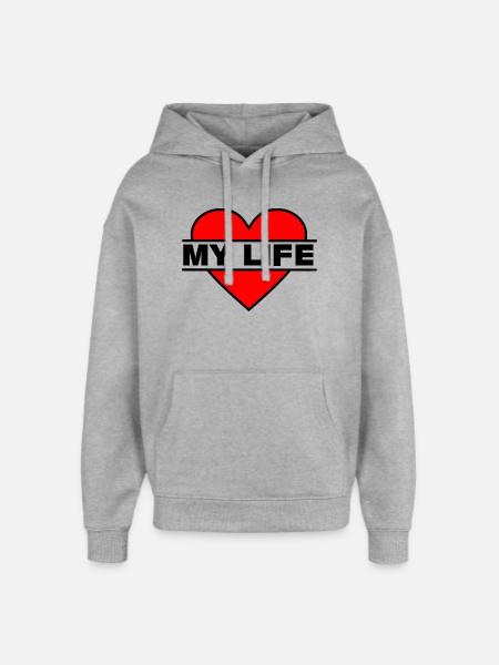 Heart I love my life - Oversized Unisex Hoodie by Stanley/Stella - heather grey