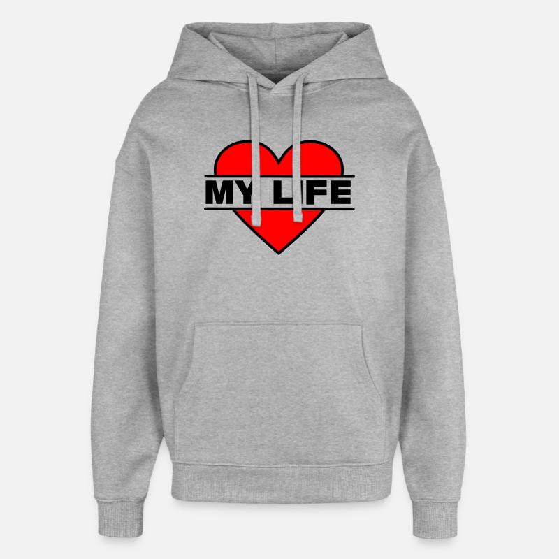 Coeur J’aime ma vie - Sweat à capuche unisexe Stanley/Stella Oversized - gris chiné