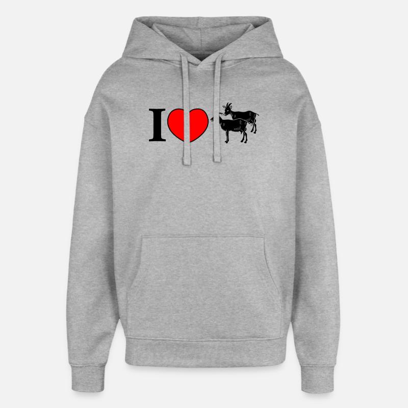 L’amour des chèvres - Sweat à capuche unisexe Stanley/Stella Oversized - gris chiné