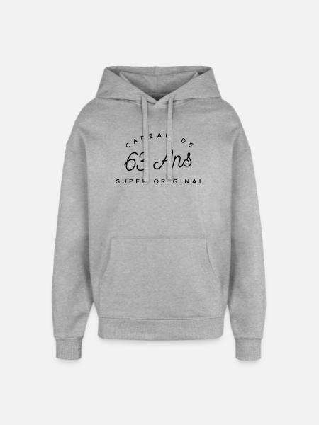 Cadeau 63 ans  - Sweat à capuche unisexe Stanley/Stella Oversized - gris chiné