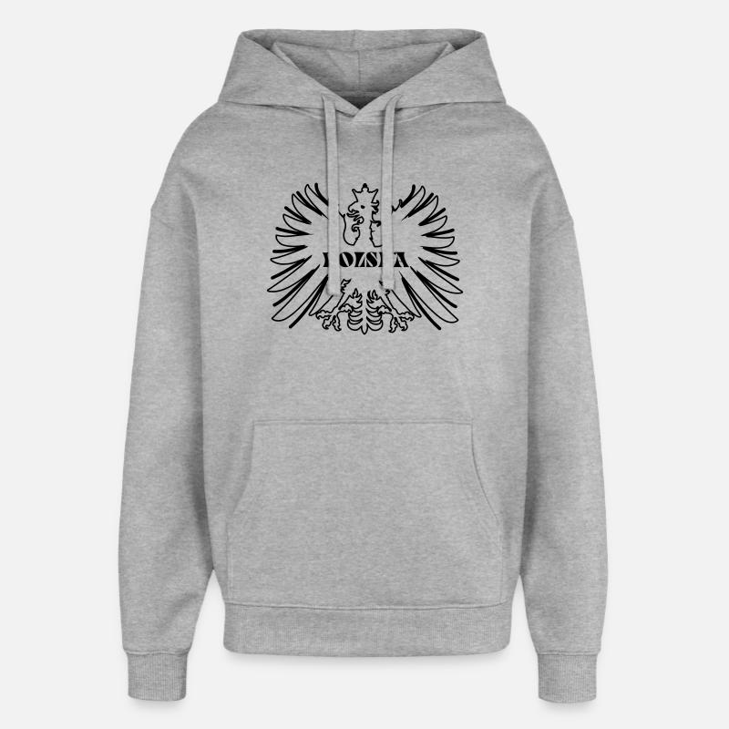 Pologne Polska - Sweat à capuche unisexe Stanley/Stella Oversized - gris chiné