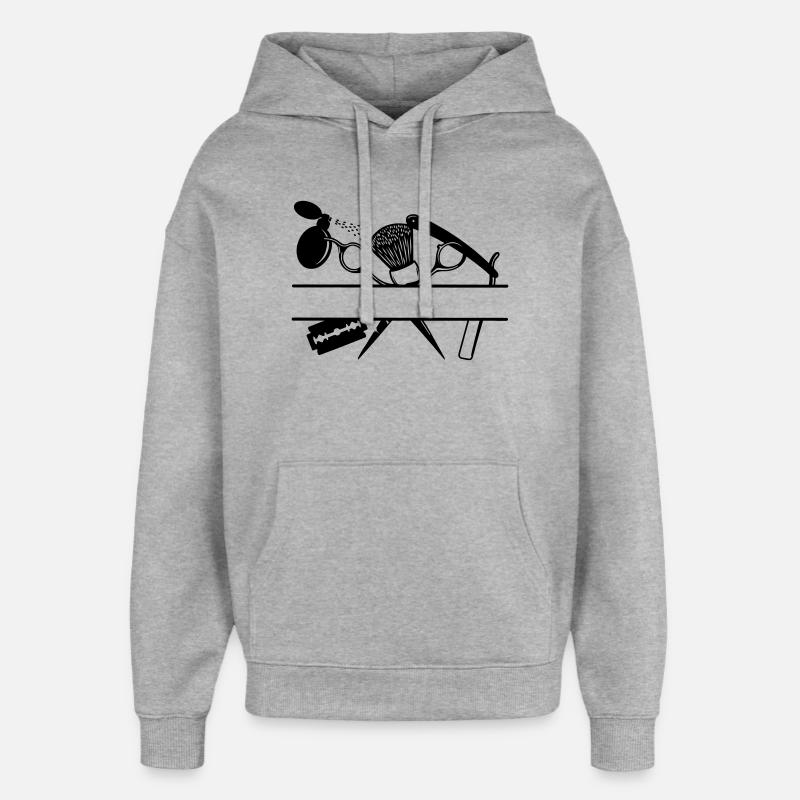 Bannière de texte d’attributs de coiffeurs - Sweat à capuche unisexe Stanley/Stella Oversized - gris chiné