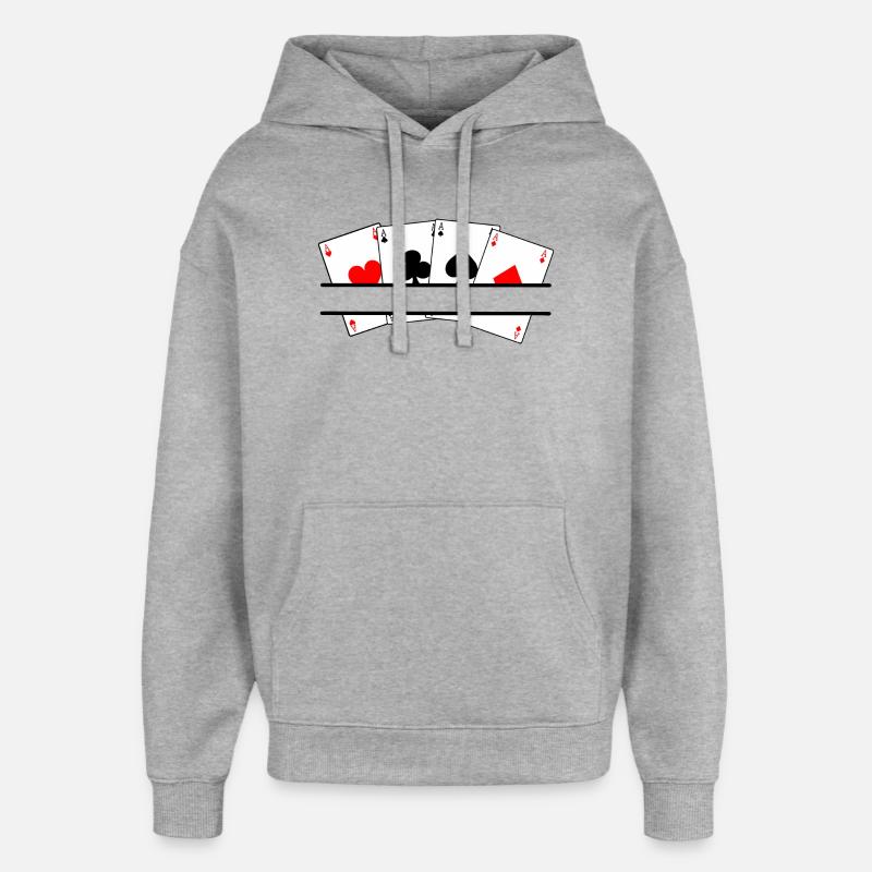 Bannière de texte à quatre as - Sweat à capuche unisexe Stanley/Stella Oversized - gris chiné