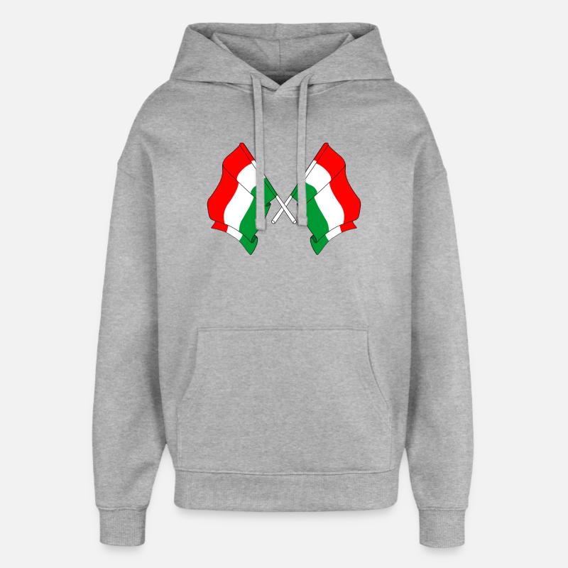Deux drapeaux Hongrie - Sweat à capuche unisexe Stanley/Stella Oversized - gris chiné