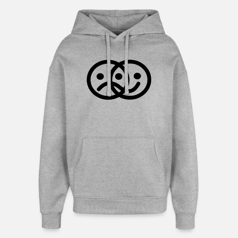 Smiley, sombre et joyeux - Sweat à capuche unisexe Stanley/Stella Oversized - gris chiné