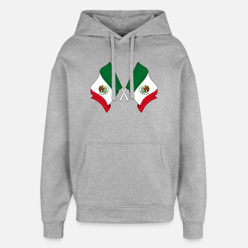 Deux drapeaux croisés du Mexique - Sweat à capuche unisexe Stanley/Stella Oversized - gris chiné