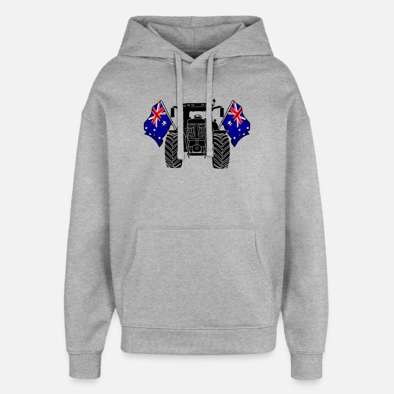 Tracteur deux drapeaux Australie - Sweat à capuche unisexe Stanley/Stella Oversized - gris chiné