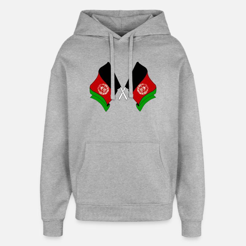 Deux drapeaux croisés de l’Afghanistan - Sweat à capuche unisexe Stanley/Stella Oversized - gris chiné