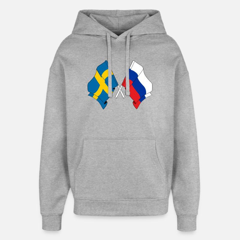 Drapeau Suède drapeau Russie - Sweat à capuche unisexe Stanley/Stella Oversized - gris chiné