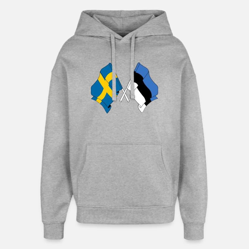 Drapeau Suède, drapeau Estonie - Sweat à capuche unisexe Stanley/Stella Oversized - gris chiné