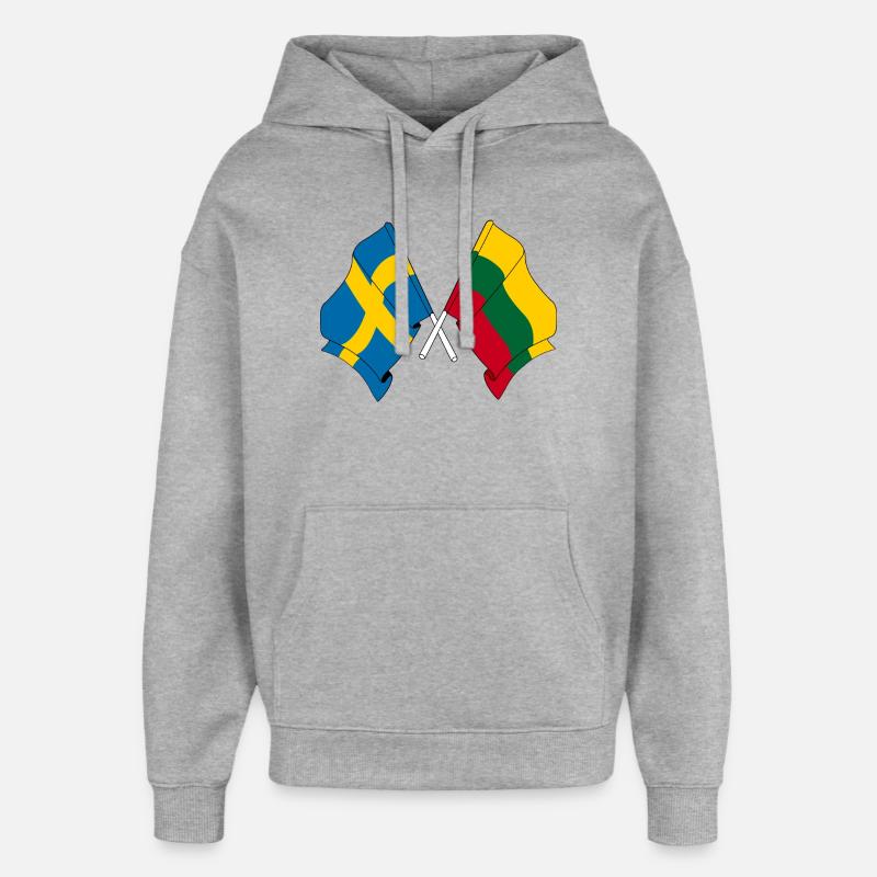 Drapeau Suède, drapeau Lituanie - Sweat à capuche unisexe Stanley/Stella Oversized - gris chiné