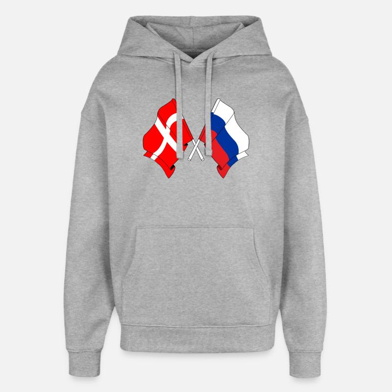 Drapeau Danemark, drapeau Russie - Sweat à capuche unisexe Stanley/Stella Oversized - gris chiné