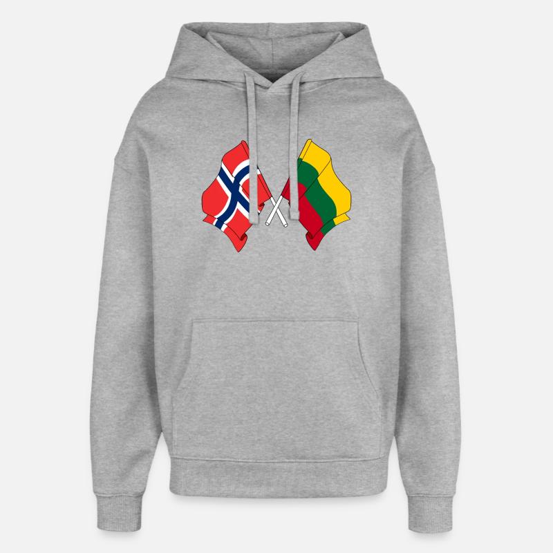 Drapeau Norvège, drapeau Lituanie - Sweat à capuche unisexe Stanley/Stella Oversized - gris chiné