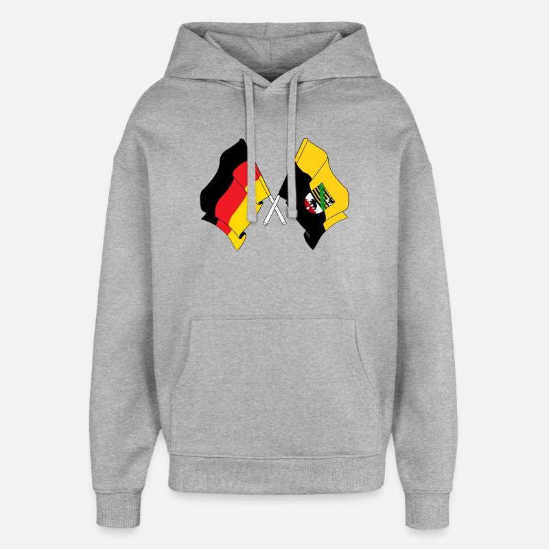 Drapeau Allemagne, drapeau saxe-anhalt croisé - Sweat à capuche unisexe Stanley/Stella Oversized - gris chiné