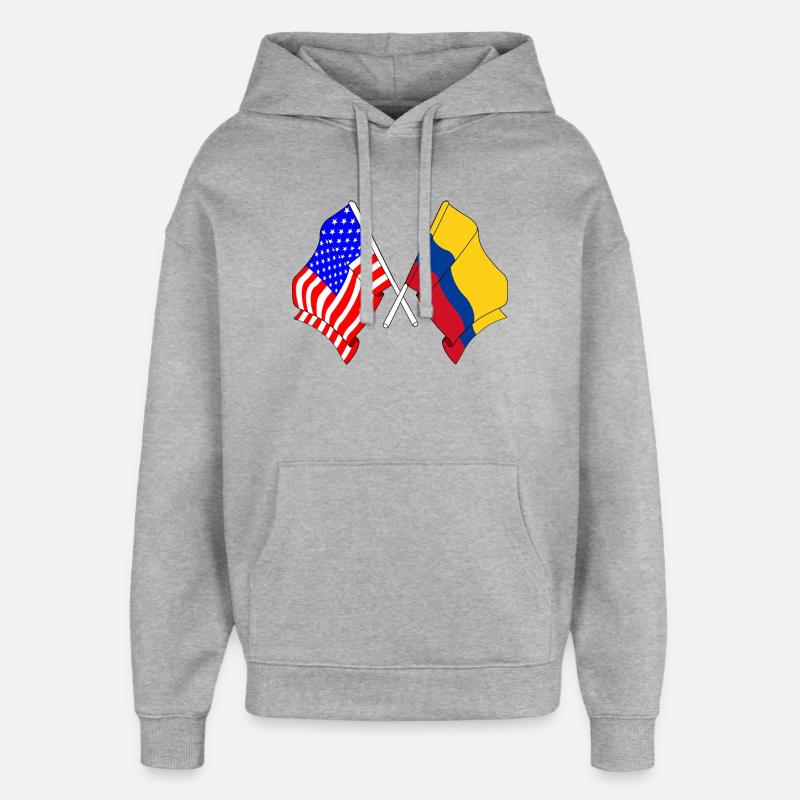 Pavillon des États-Unis, Colombie - Sweat à capuche unisexe Stanley/Stella Oversized - gris chiné
