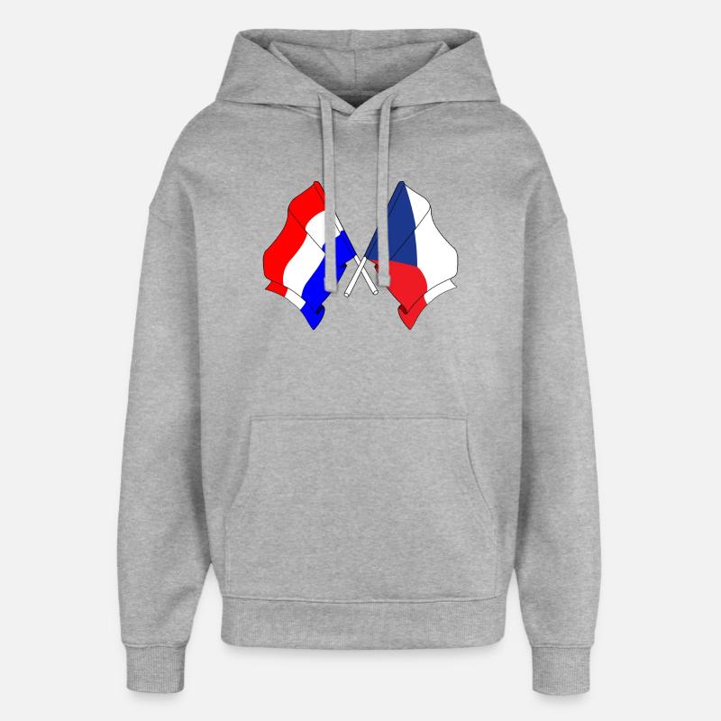 Drapeau des Pays-Bas, République tchèque - Sweat à capuche unisexe Stanley/Stella Oversized - gris chiné